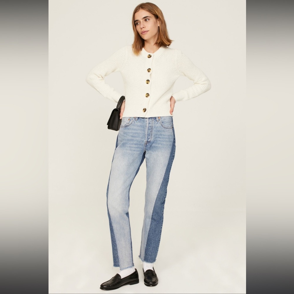 Madewell Textural Knit Cardigan Sweater Chunky creamy off white Ivory Small - Picture 5 of 11
